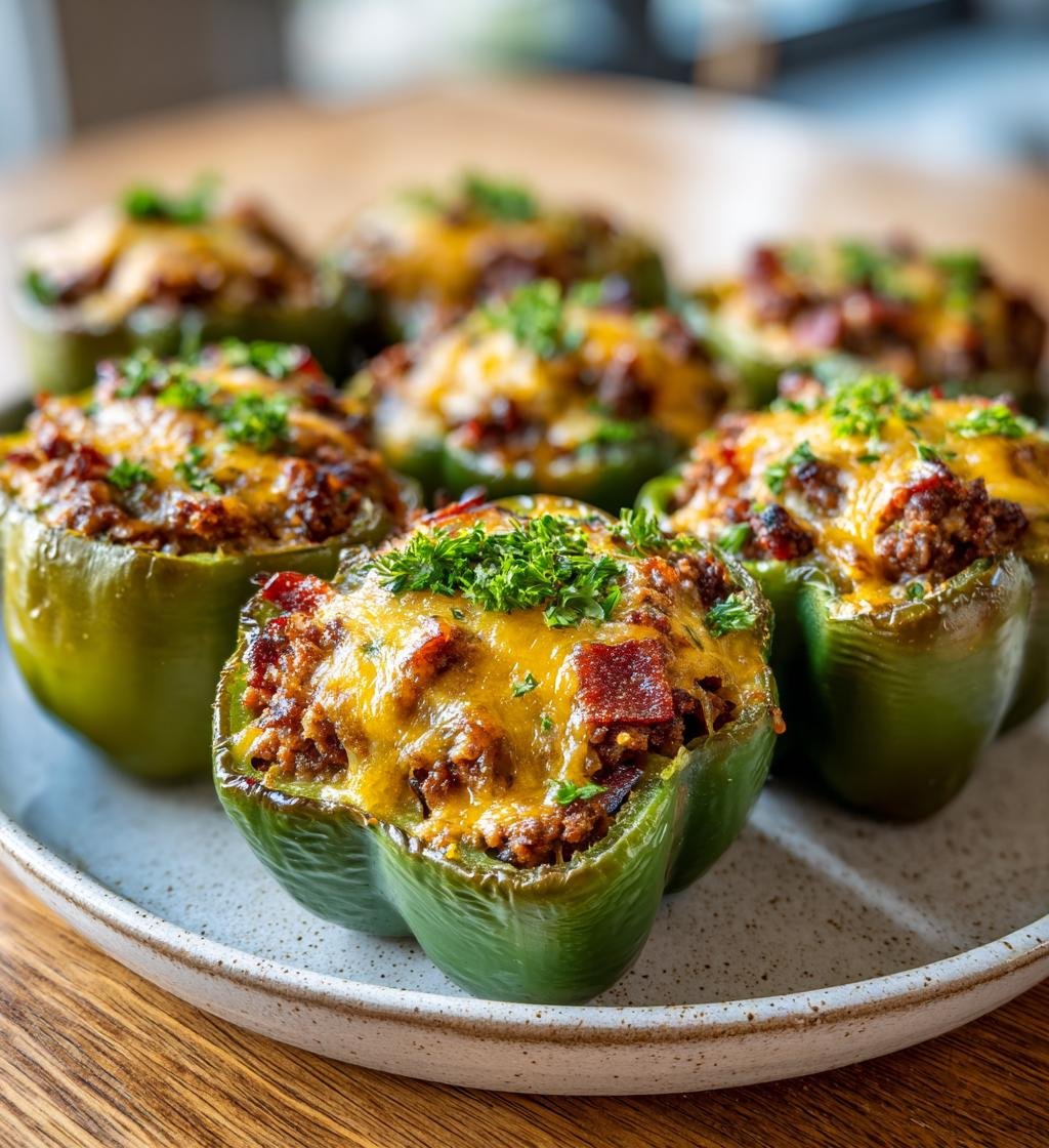 Cheeseburgerfyllda paprikor med cheddar – Enkel och saftig middag