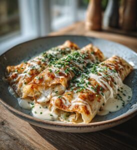 Skinkfyllda crêpes med purjolök och ostsås