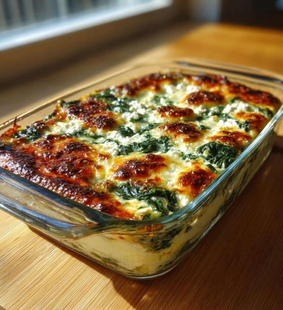 Krämig spenatlasagne med ricotta och fetaost