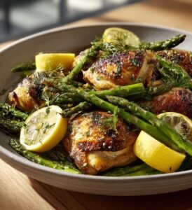 Vårkyckling med sparris, citron och färska örter