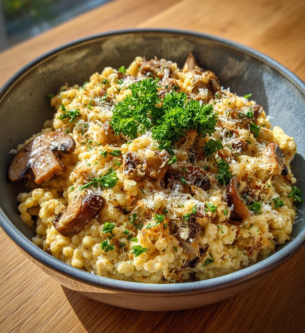 Krämig pärlcouscous med svamp och parmesan – Enkel och God Middag - steg för steg