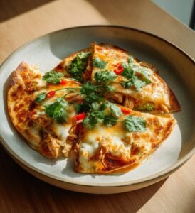 Kyckling- och broccoliquesadillas med cheddar