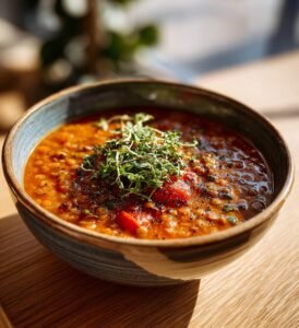 Krämig linssoppa med tomat och örter