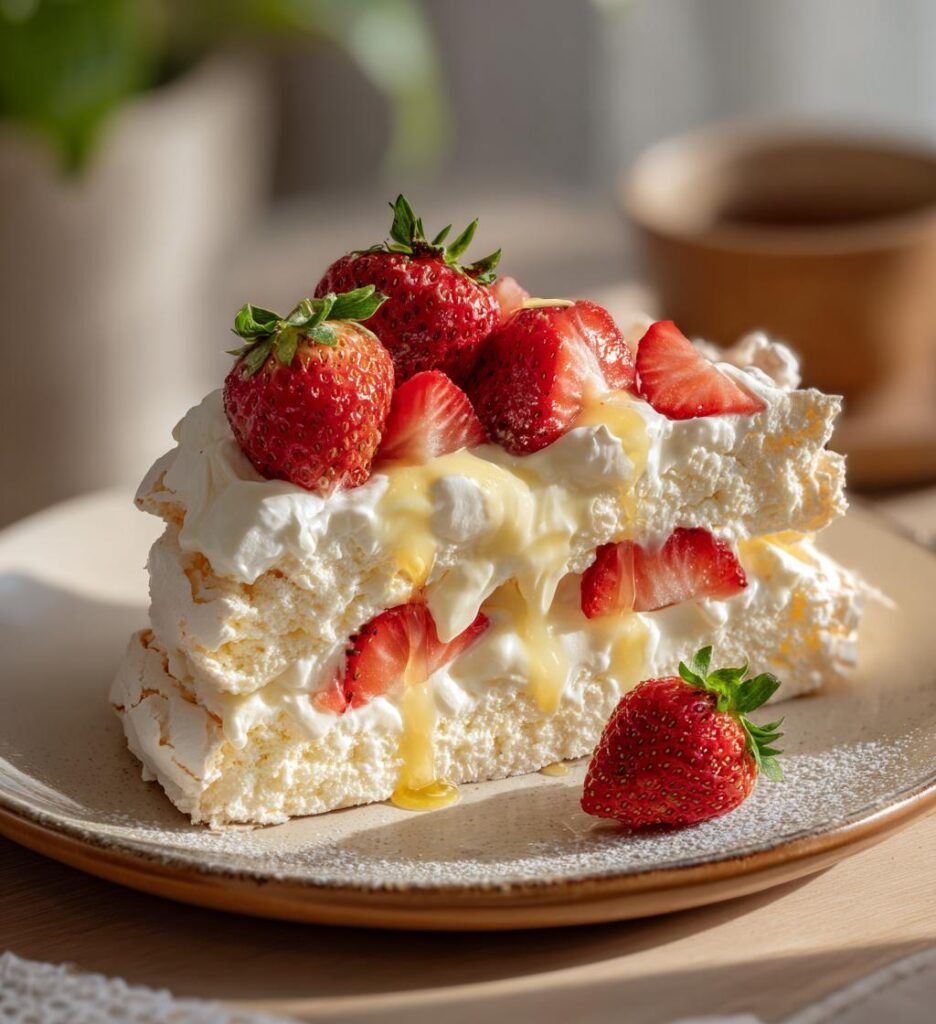 Mors dag-pavlova med jordgubbar och citronkräm