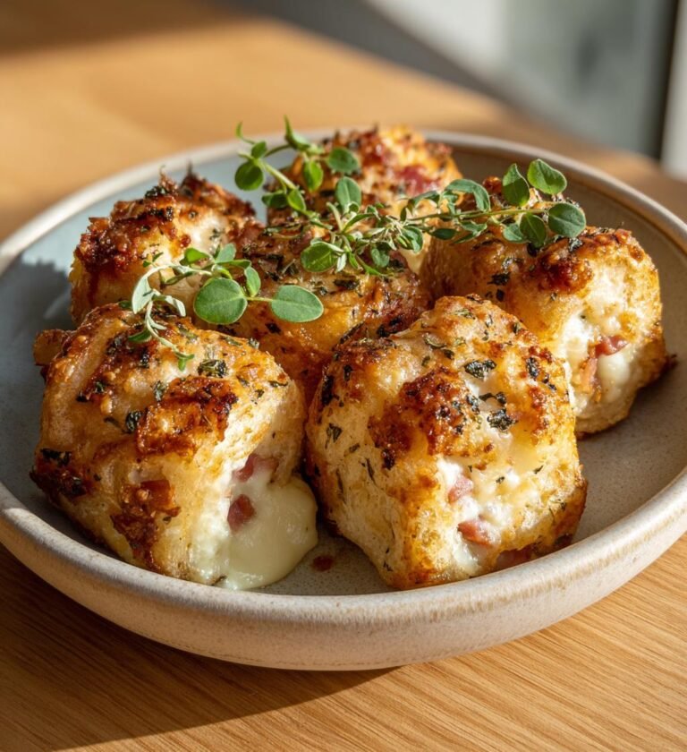 Minipizzabullar med skinka, ost och oregano