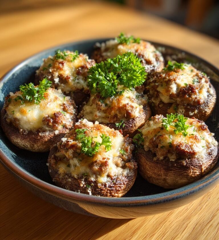 Köttfärsfyllda champinjoner med parmesan