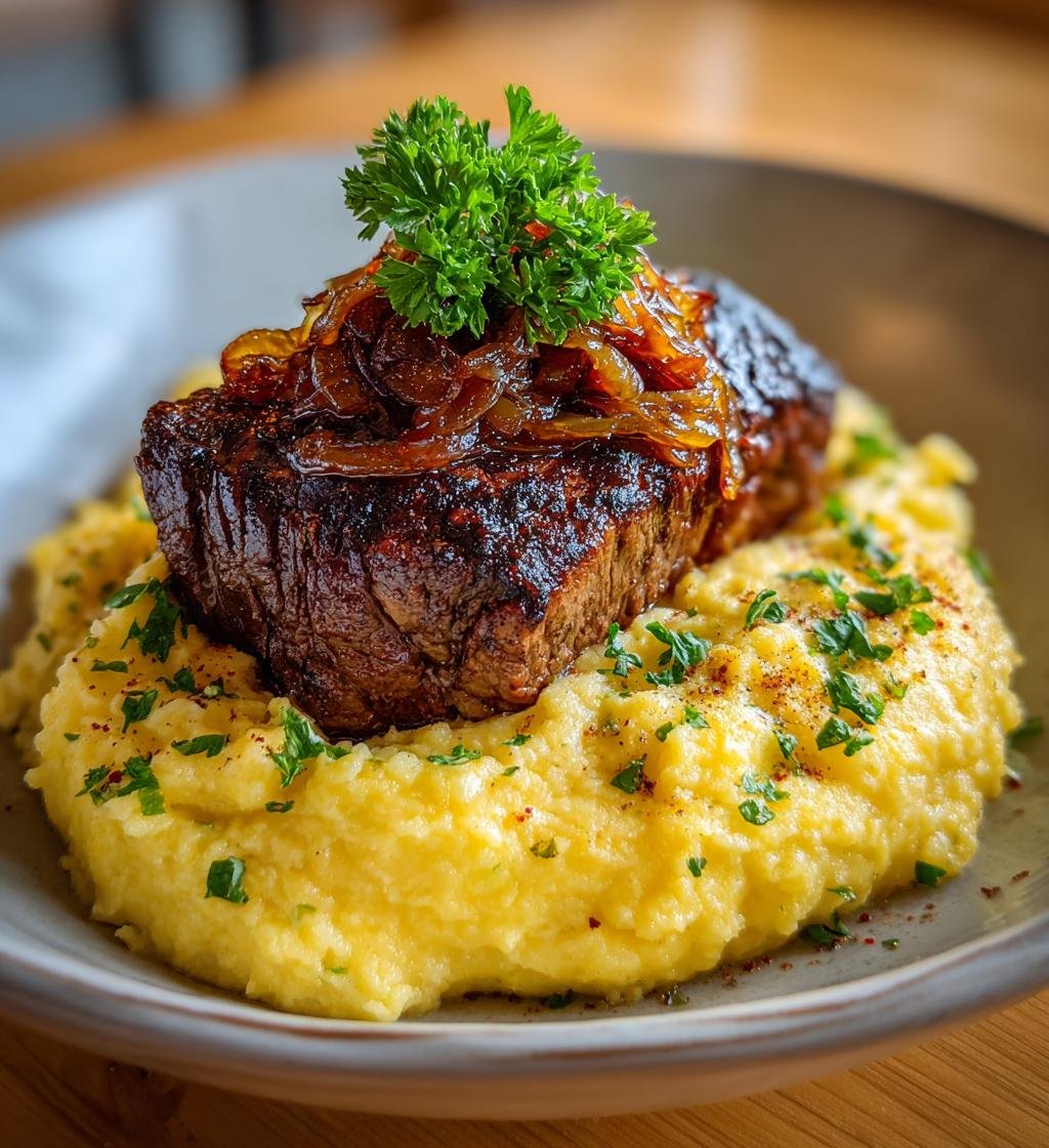 Biffar med karamelliserad lök och potatismos – Enkel och saftig middag