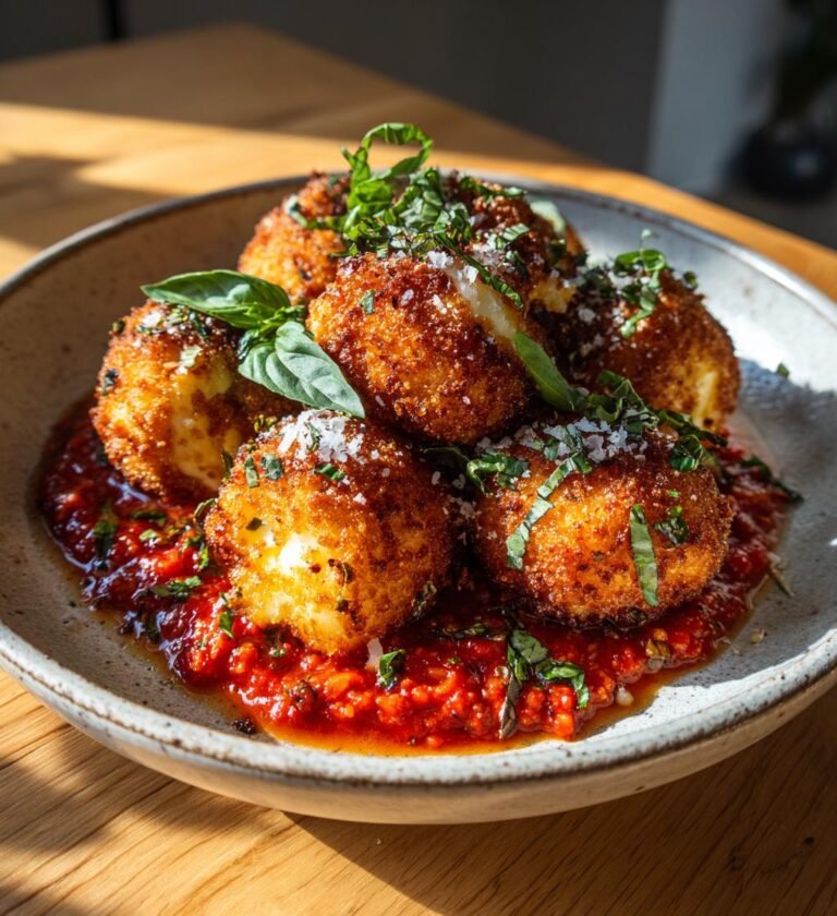 Risottobiffar med mozzarella och tomatdipp