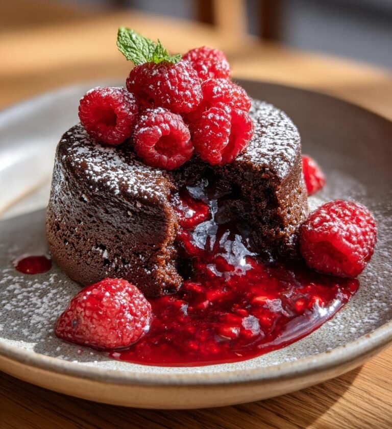 Chokladfondant för två med varm hallonsås