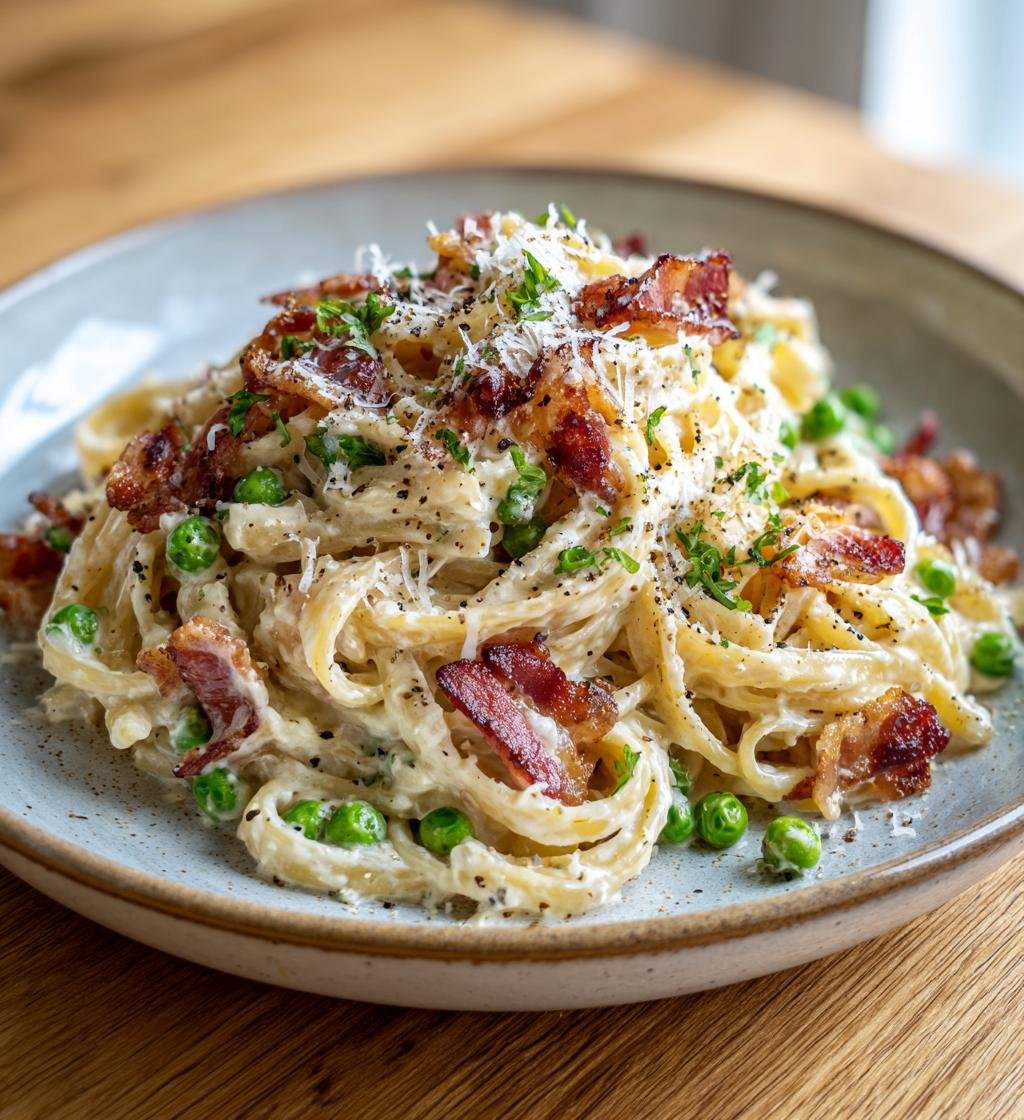 Krämig baconpasta med ärtor och parmesan – Enkel och God!