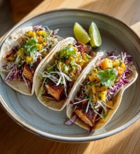 Laxtacos med mangosalsa och krispig vitkål