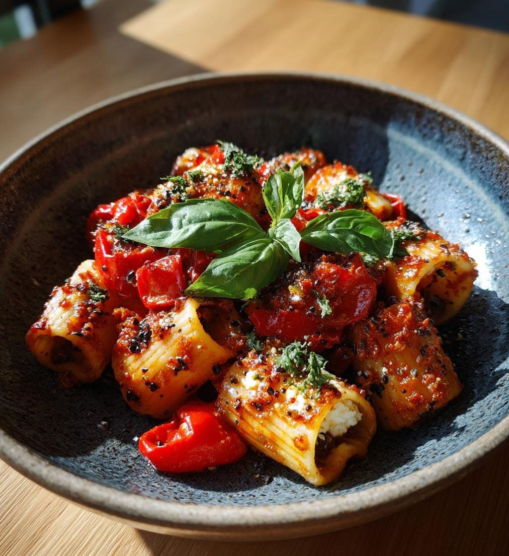 Ricottafyllda pastarör med rostad paprika – Enkel och God rätt