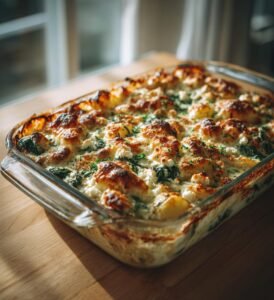 Potatisgratäng med spenat, fetaost och örter