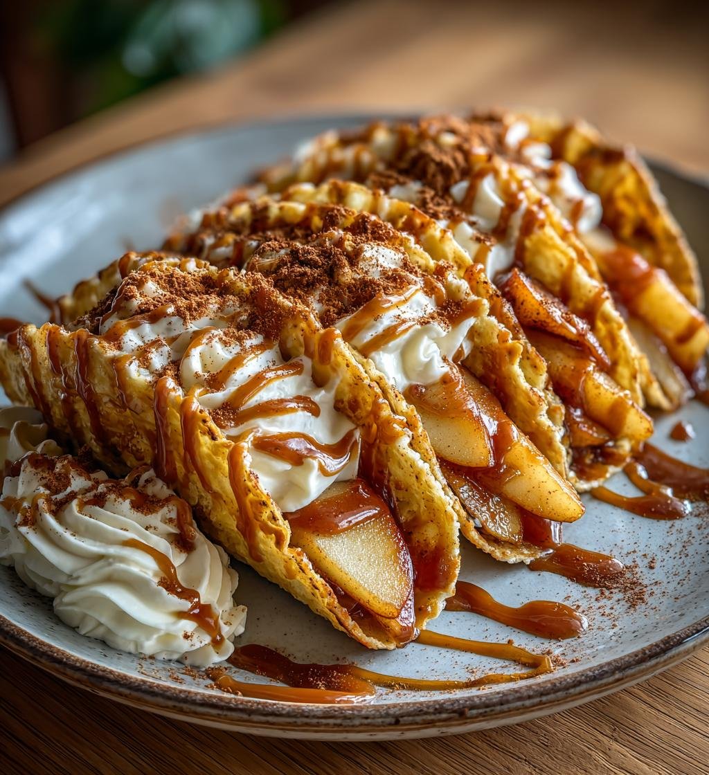 Äppelpajstacos med kanel, karamell och vaniljkräm - Enkel och God