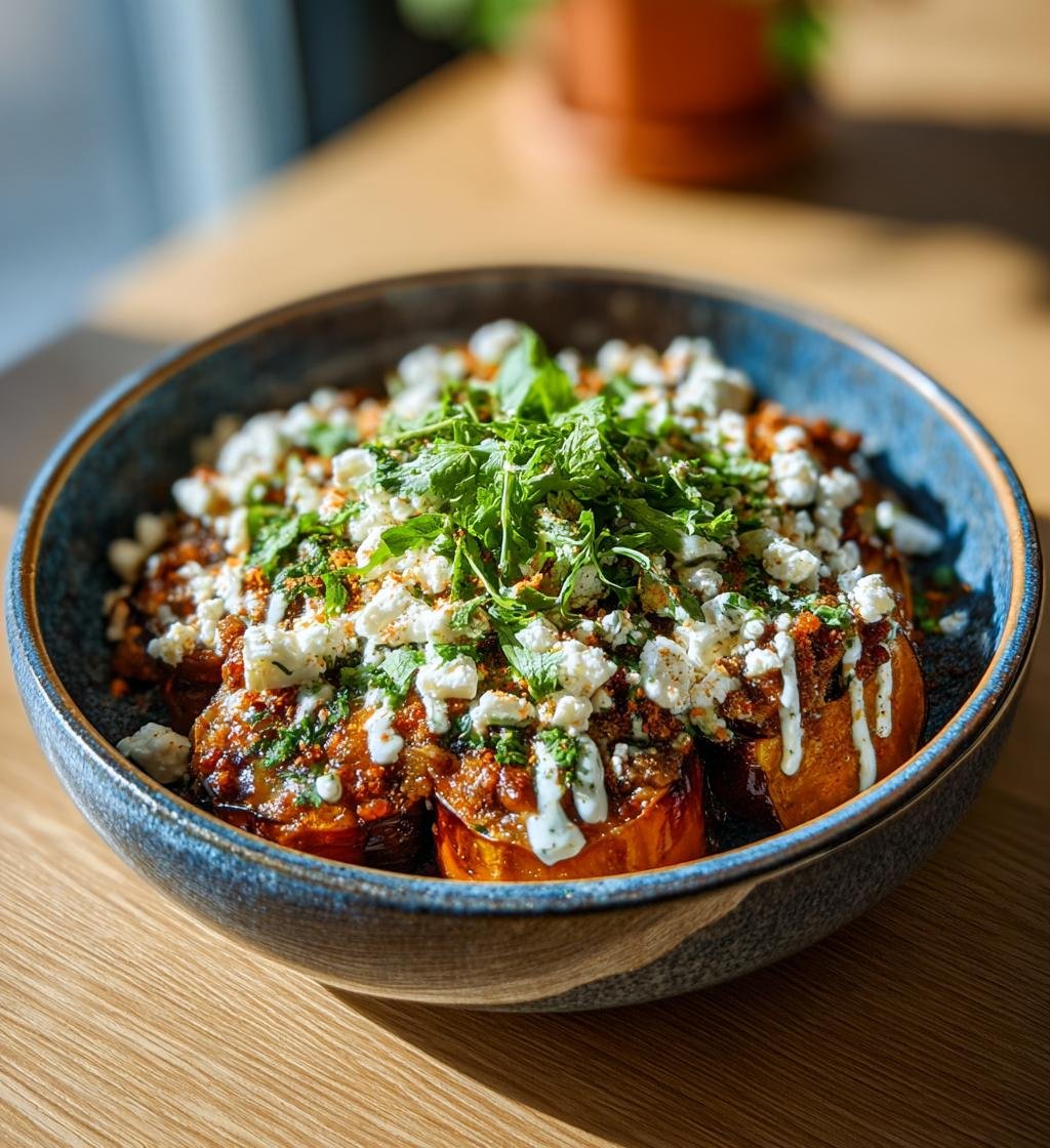 Köttfärsfylld aubergine med tahinisås och fetaost – Enkel och God - steg för steg