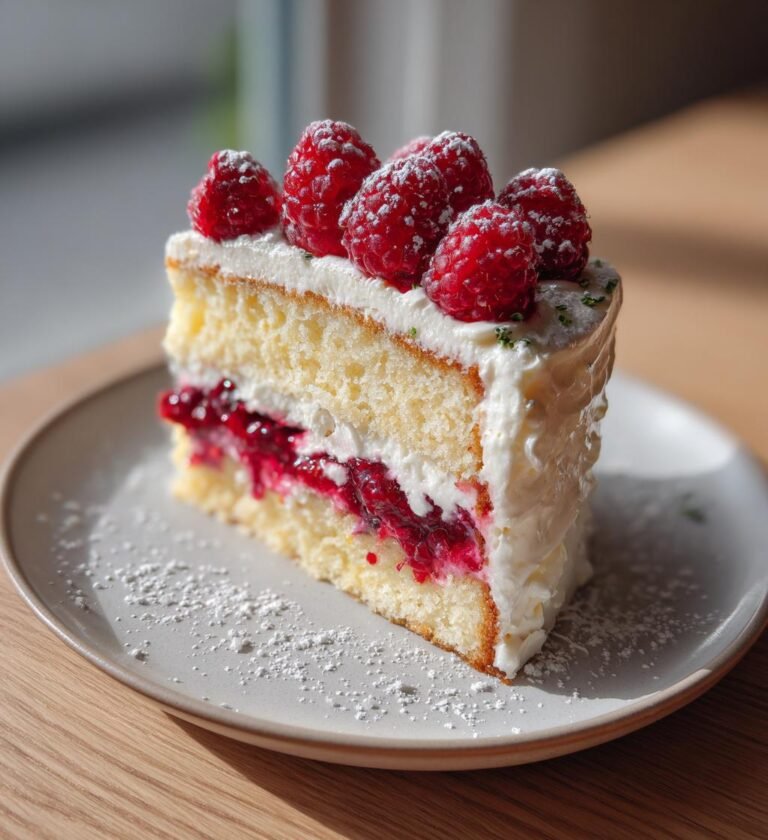 Mors dag-tårta med hallon, citron och vanilj