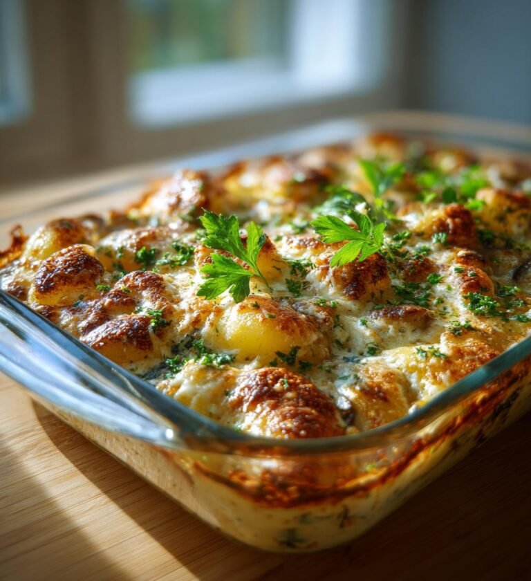Gnocchigratäng med spenat, svamp och ädelost