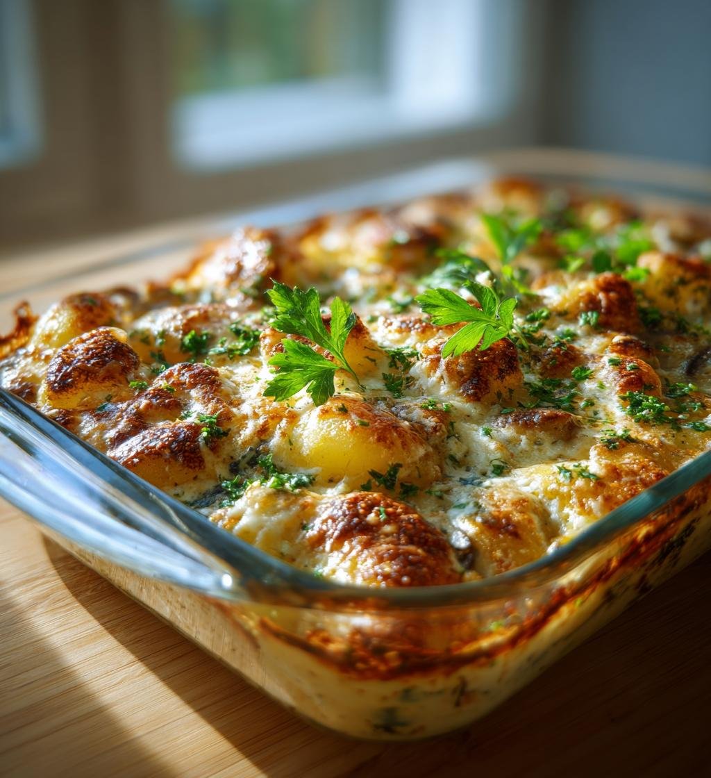 Gnocchigratäng med spenat, svamp och ädelost – Enkel och God
