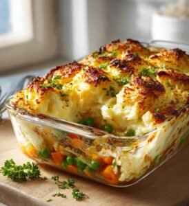 Vegetarisk shepherd's pie med sötpotatismos