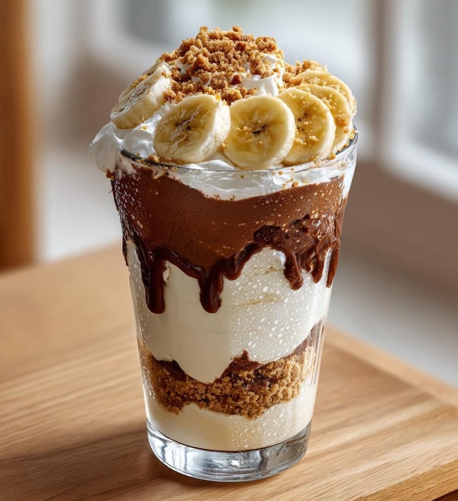 Banan- och Nutellacheesecake i glas