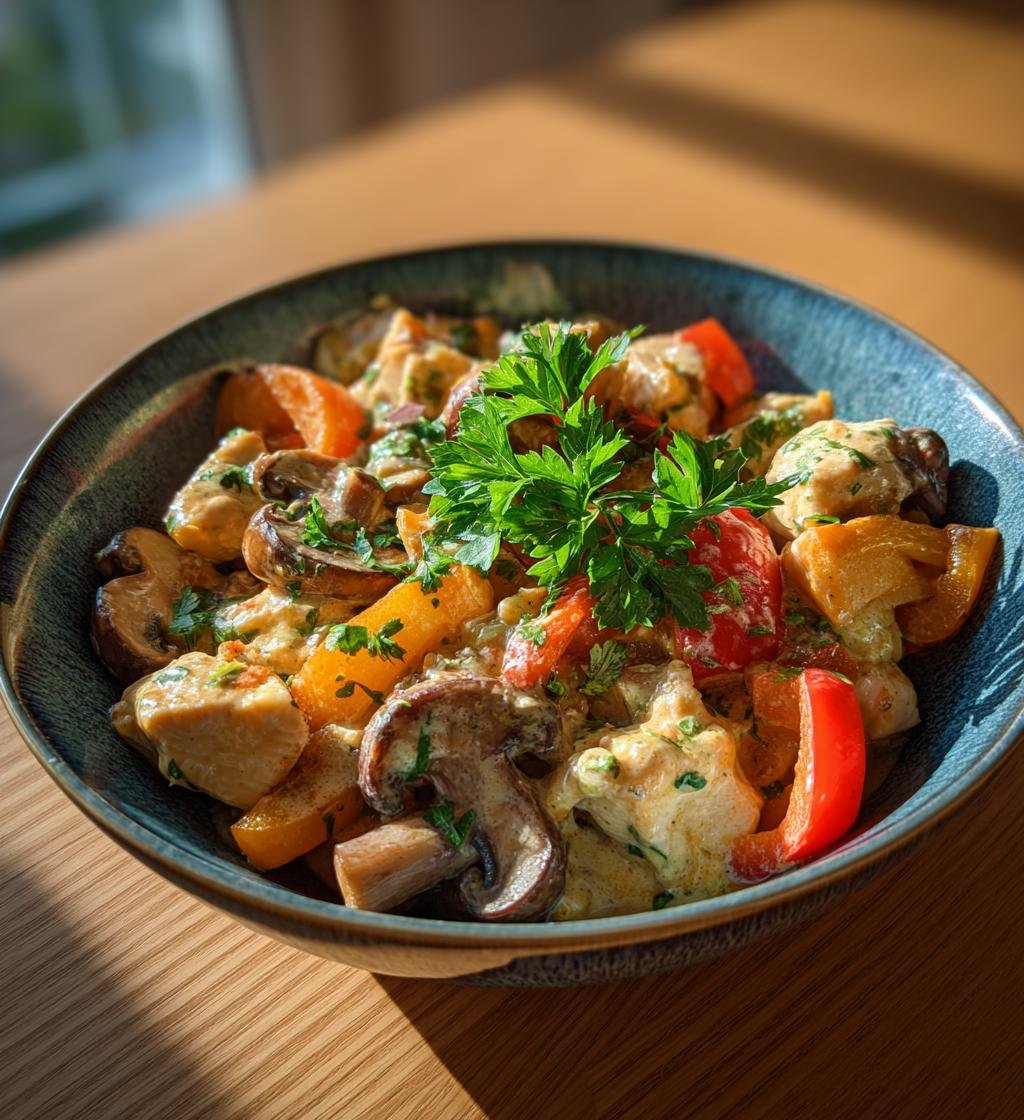 Krämig kycklingstroganoff med svamp och paprika – Snabb och God - steg för steg