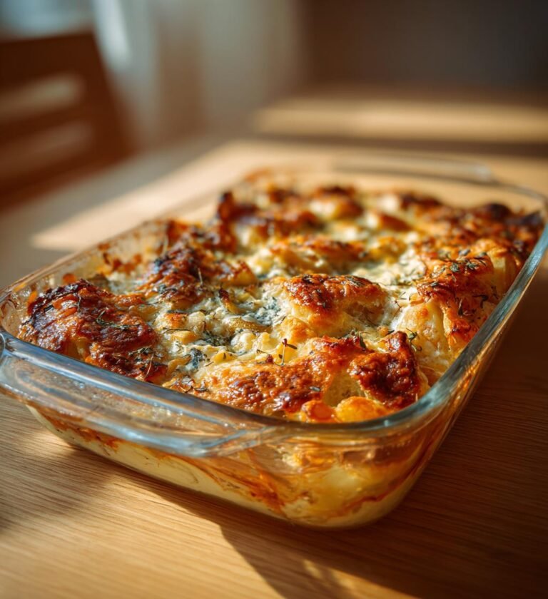 Fläskfilégratäng med päron, ädelost och valnötter
