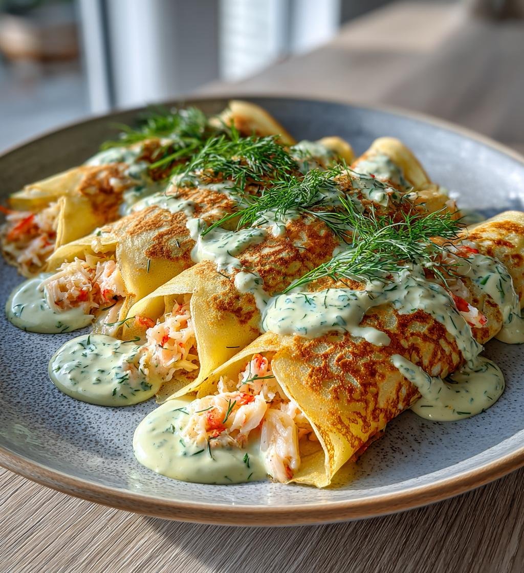 Skaldjursfyllda crêpes med krämig dillsås – Perfekt och Enkel Bjudmat