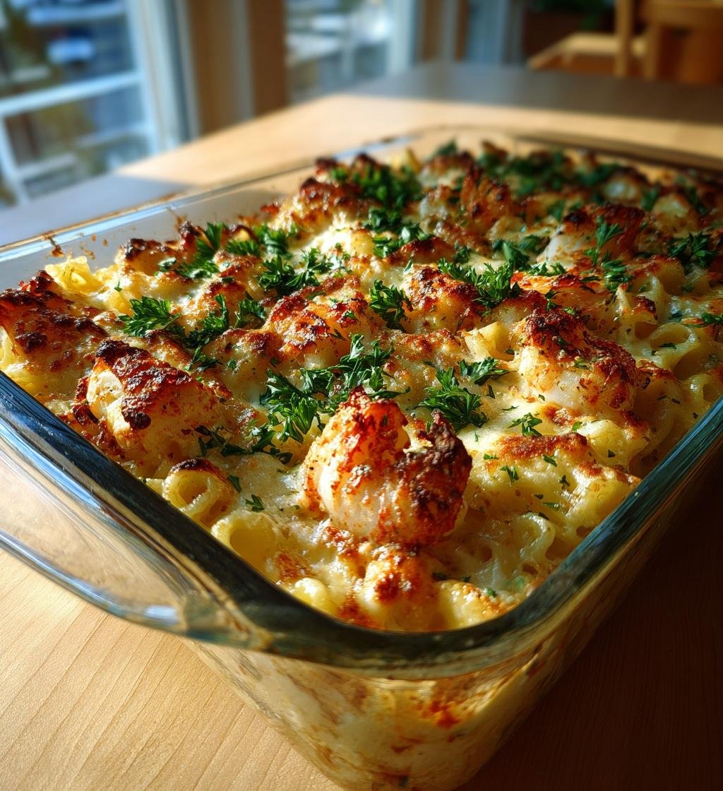 Räk- och krabbgratäng med pasta och ost – Enkel och krämig middag