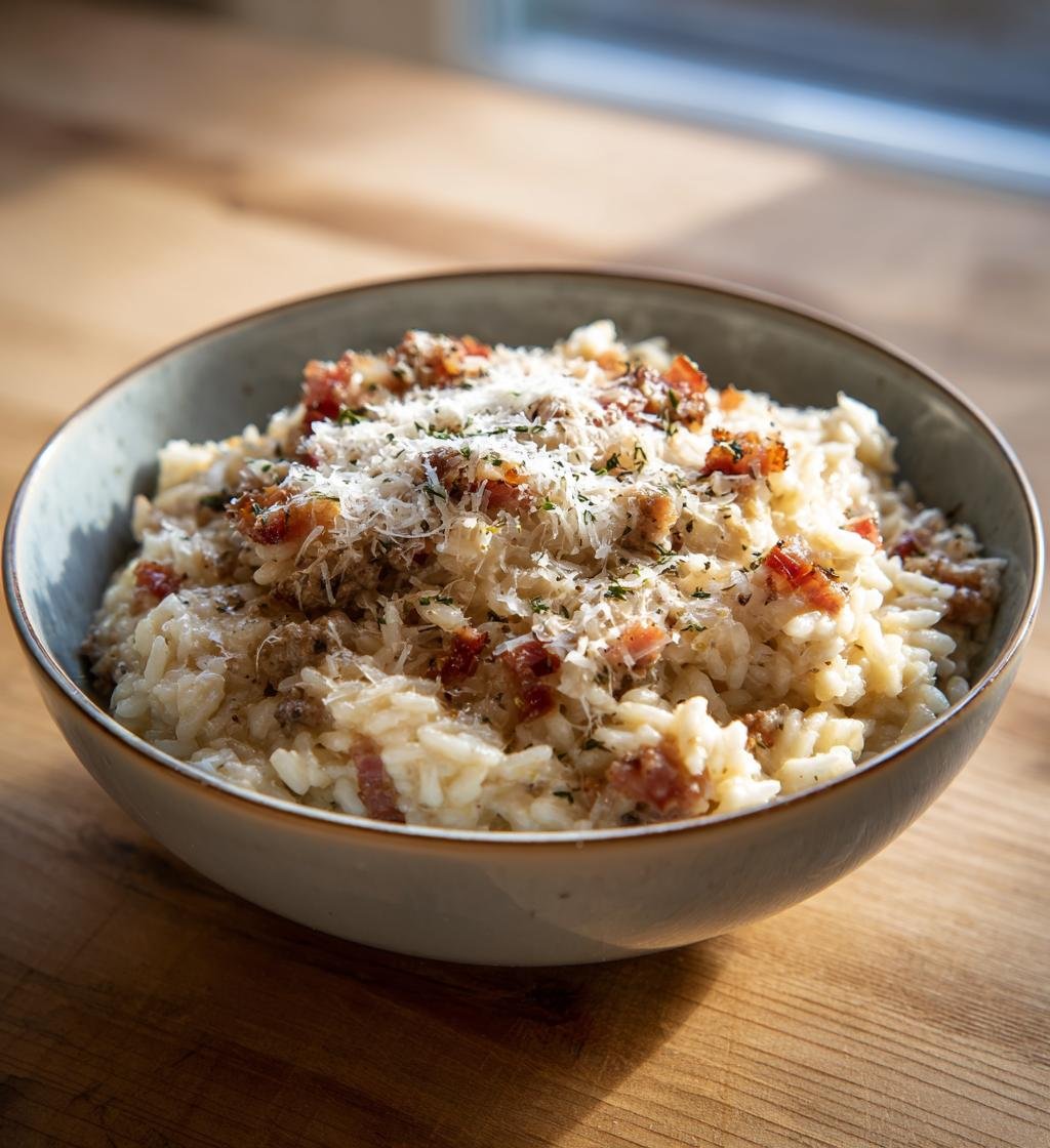 Krämig baconrisotto med köttfärs och parmesan – Enkel och God