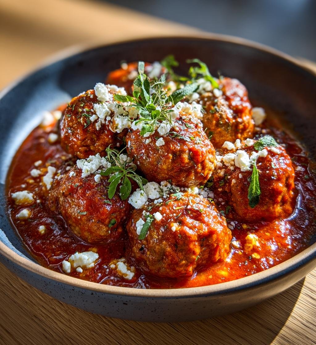 Köttbullar i paprikasås med fetaost och oregano - Enkel och God - steg för steg