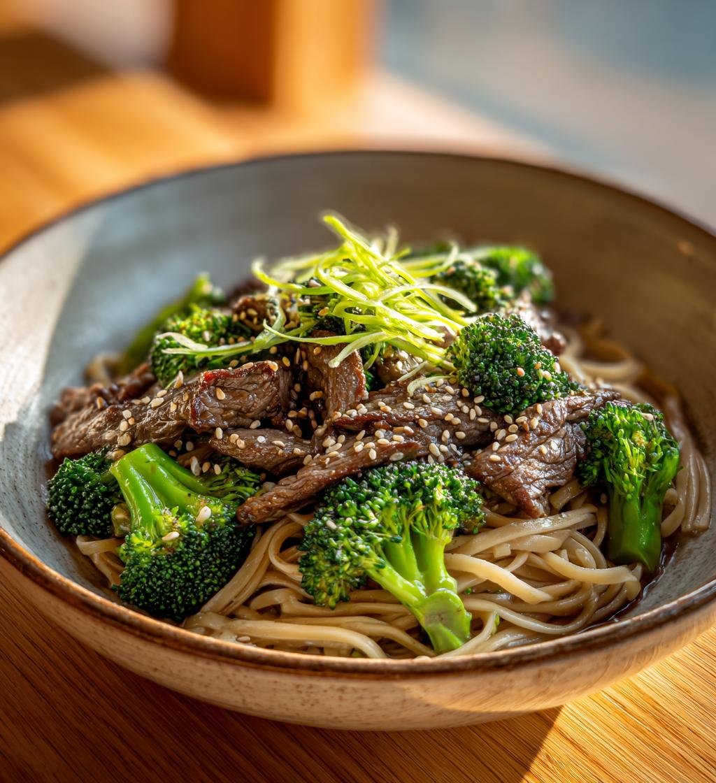 Nötfärsnudlar med sesam, broccoli och ingefära – Enkel och God