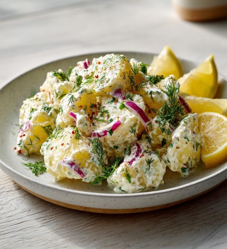 Potatissallad med dill, senap och rödlök