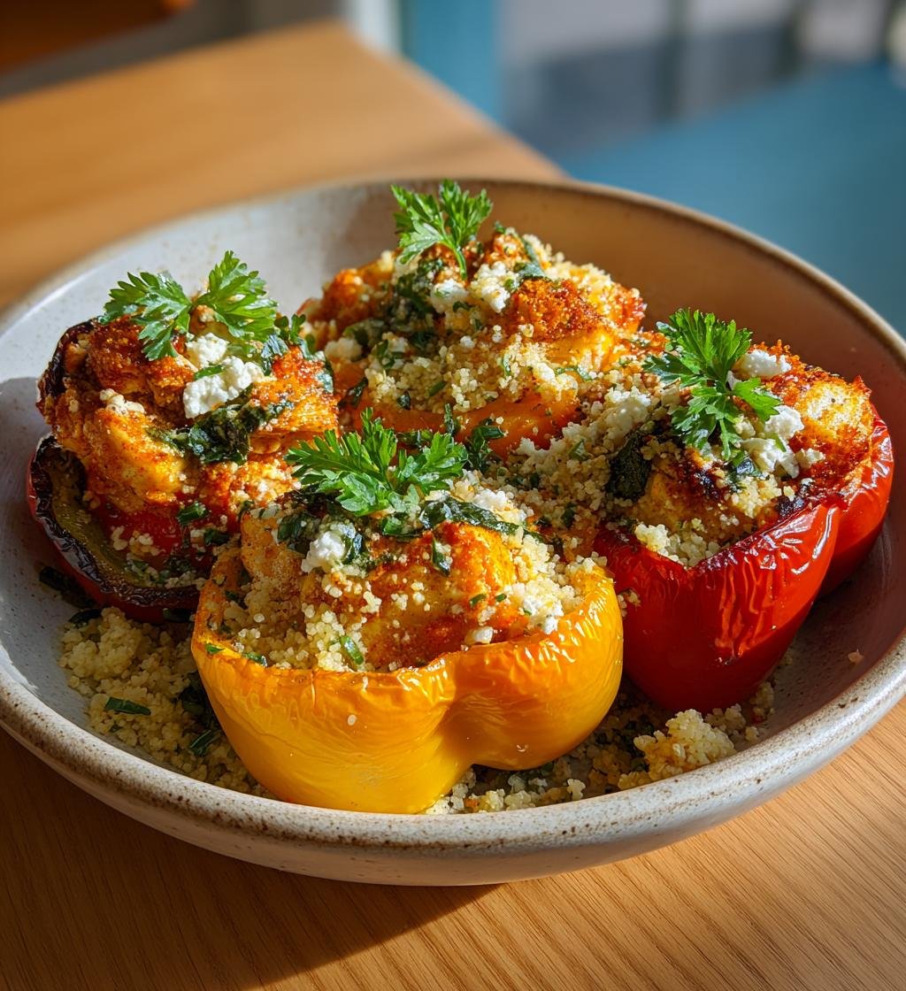 Paprikor fyllda med kyckling, couscous och fetaost – Enkel och God