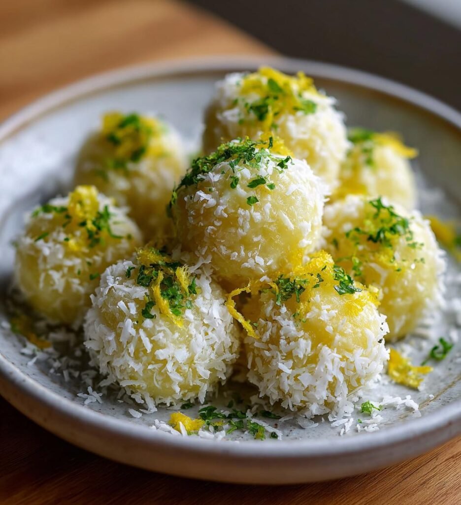 Kokosbollar med citron och vit choklad