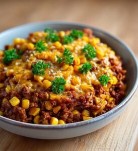 Mexikansk köttfärslimpa med majs och cheddar