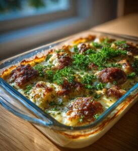 Kycklinggratäng med broccoli och krämig ostsås