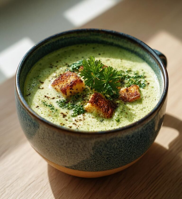 Krämig broccolisoppa med cheddar