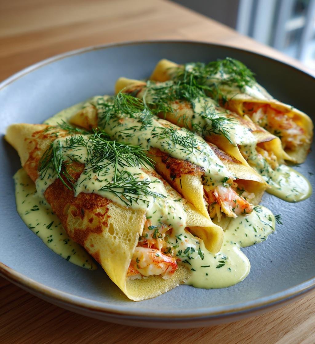 Skaldjursfyllda crêpes med krämig dillsås – Perfekt och Enkel Bjudmat - steg för steg