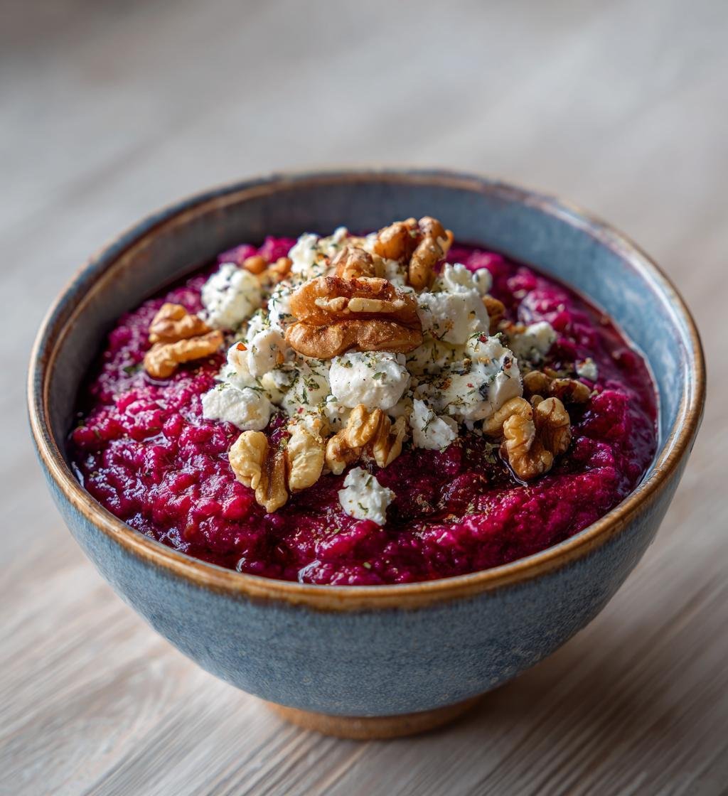 Rödbetsrisotto med chèvre och rostade valnötter - Enkel och Krämig - steg för steg