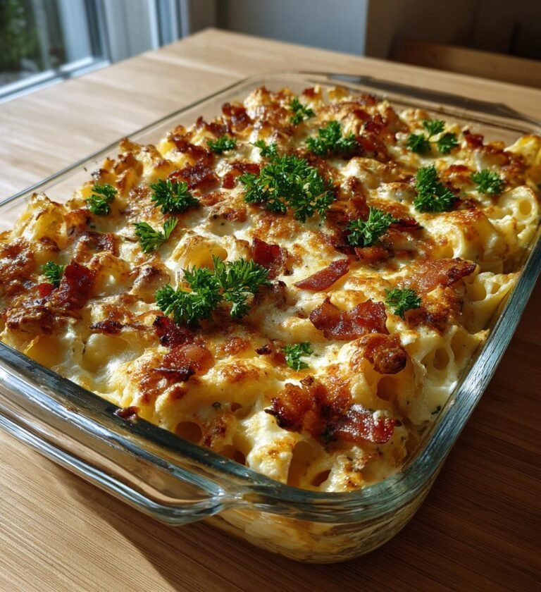 Krämig mac and cheese med kyckling och bacon