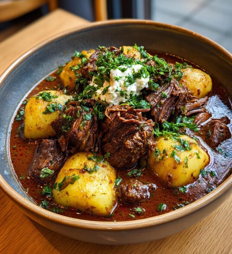 Oxrullader med saltgurka och gräddsås
