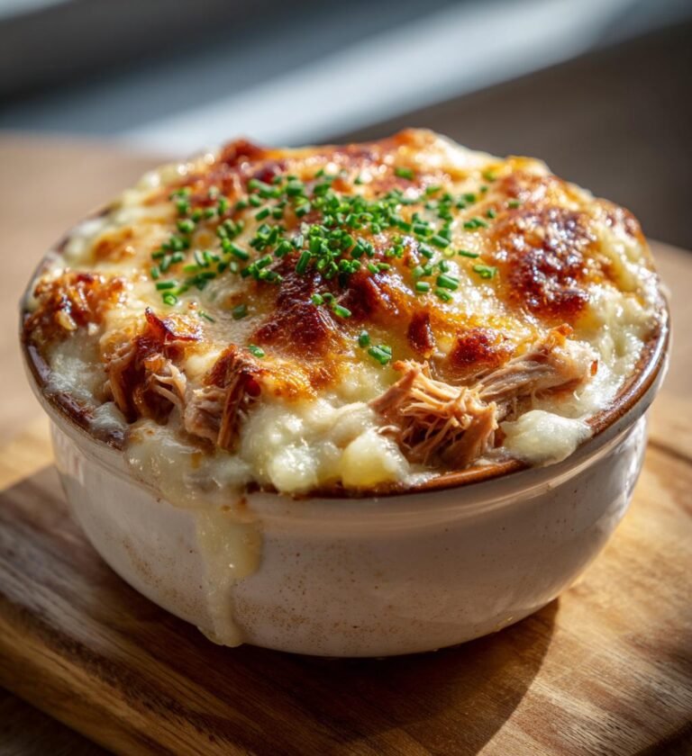 Pulled pork-paj med potatis och cheddar