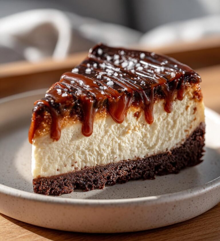 Kladdkakecheesecake med salt karamell