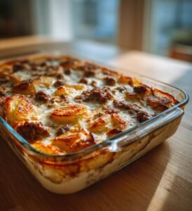 Biffstroganoffgratäng med potatistäcke