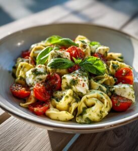 Tortellinispett med pesto, tomat och mozzarella