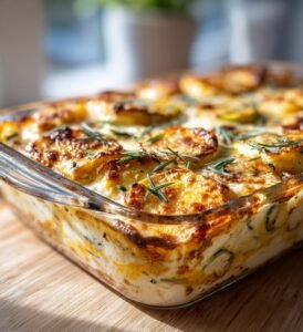 Zucchinigratäng med ost och örter