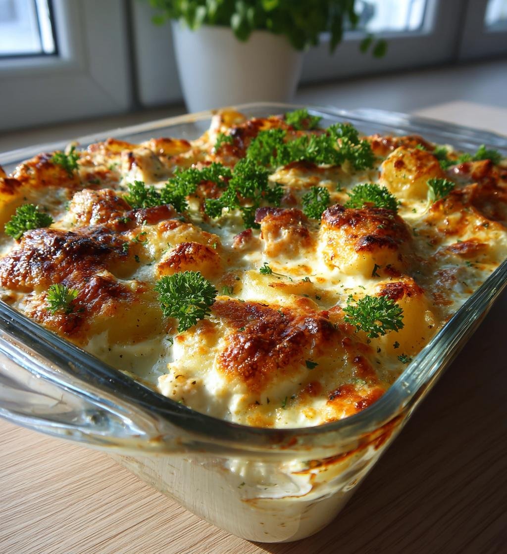 Kyckling- och bacongratäng med potatis och ranchsås – Enkel och God rätt!