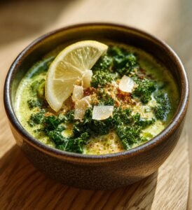 Vit bönsoppa med grönkål, citron och parmesan