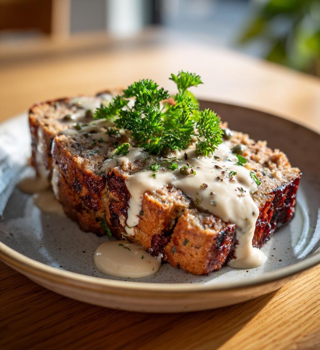 Köttfärslimpa med saltgurka och krämig kaprissås – Enkel och Saftig - steg för steg