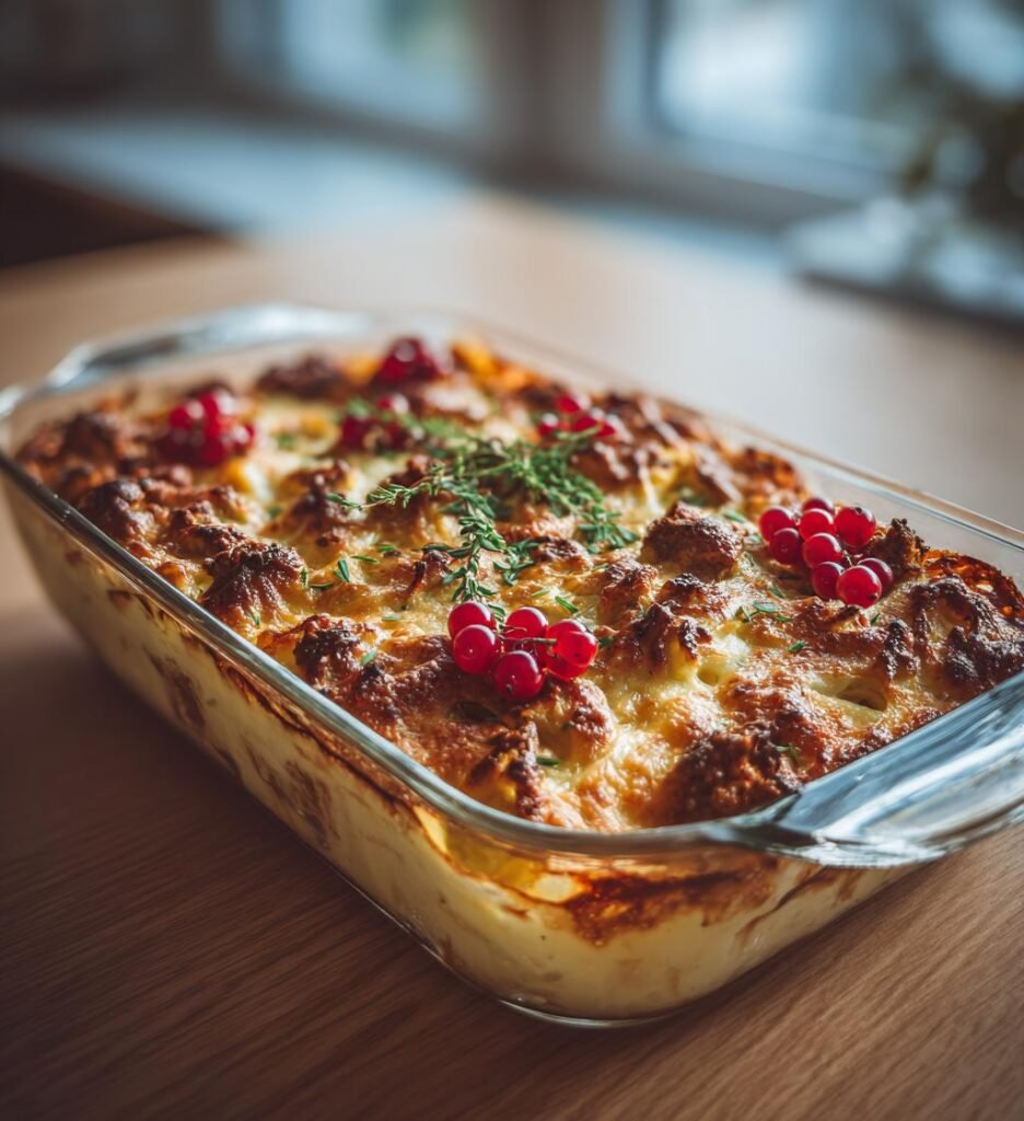 Krämig kålpanna med köttfärs och lingon
